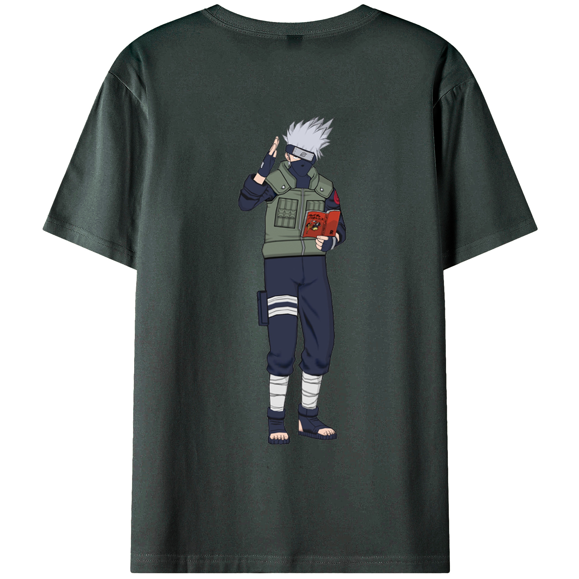 （画像用） NARUTO -ナルト- はたけ カカシ Hatake Kakashi 綿100％ メンズ半袖Tシャツ（バックプリント） 通気性